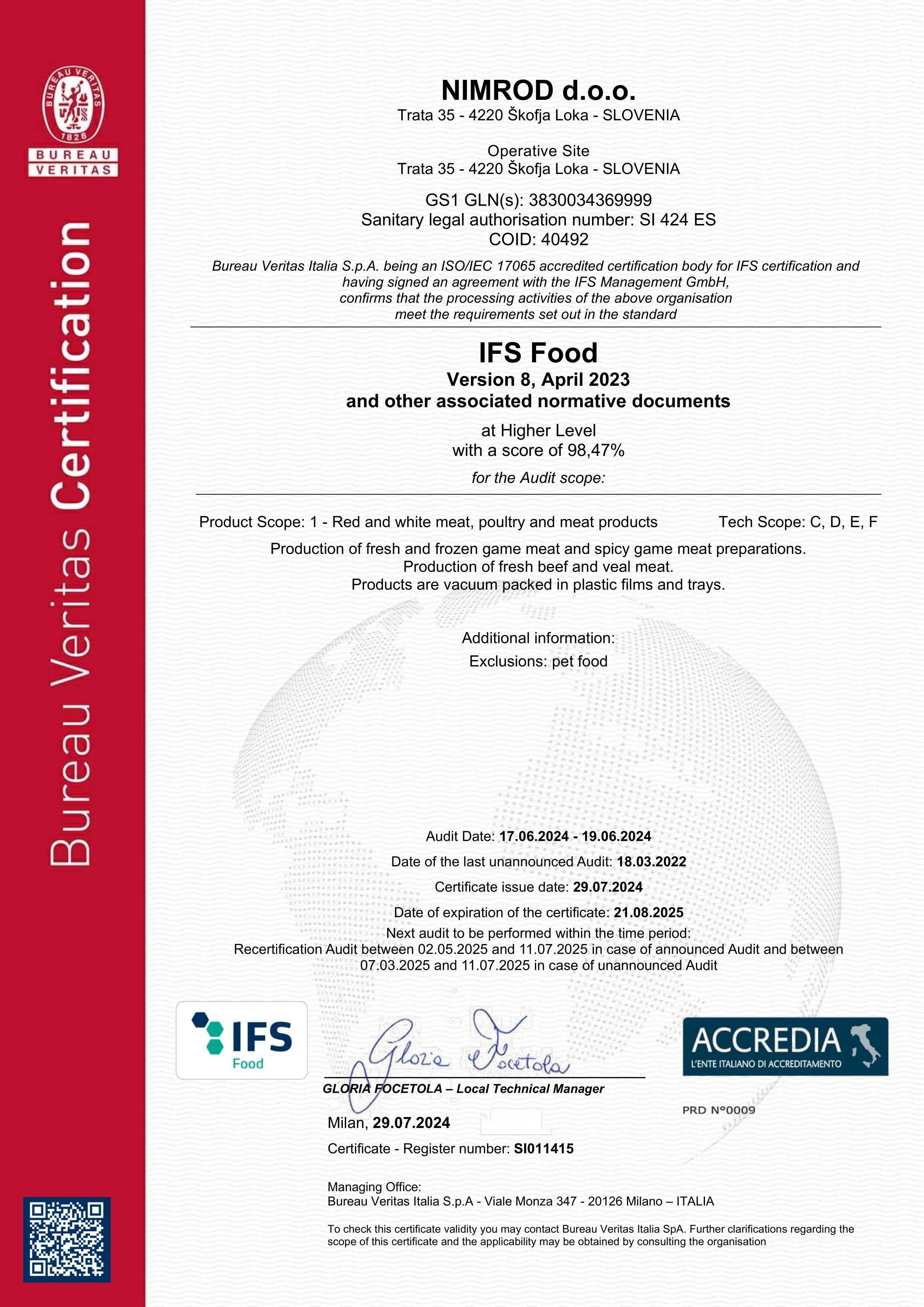 certifikat ifs