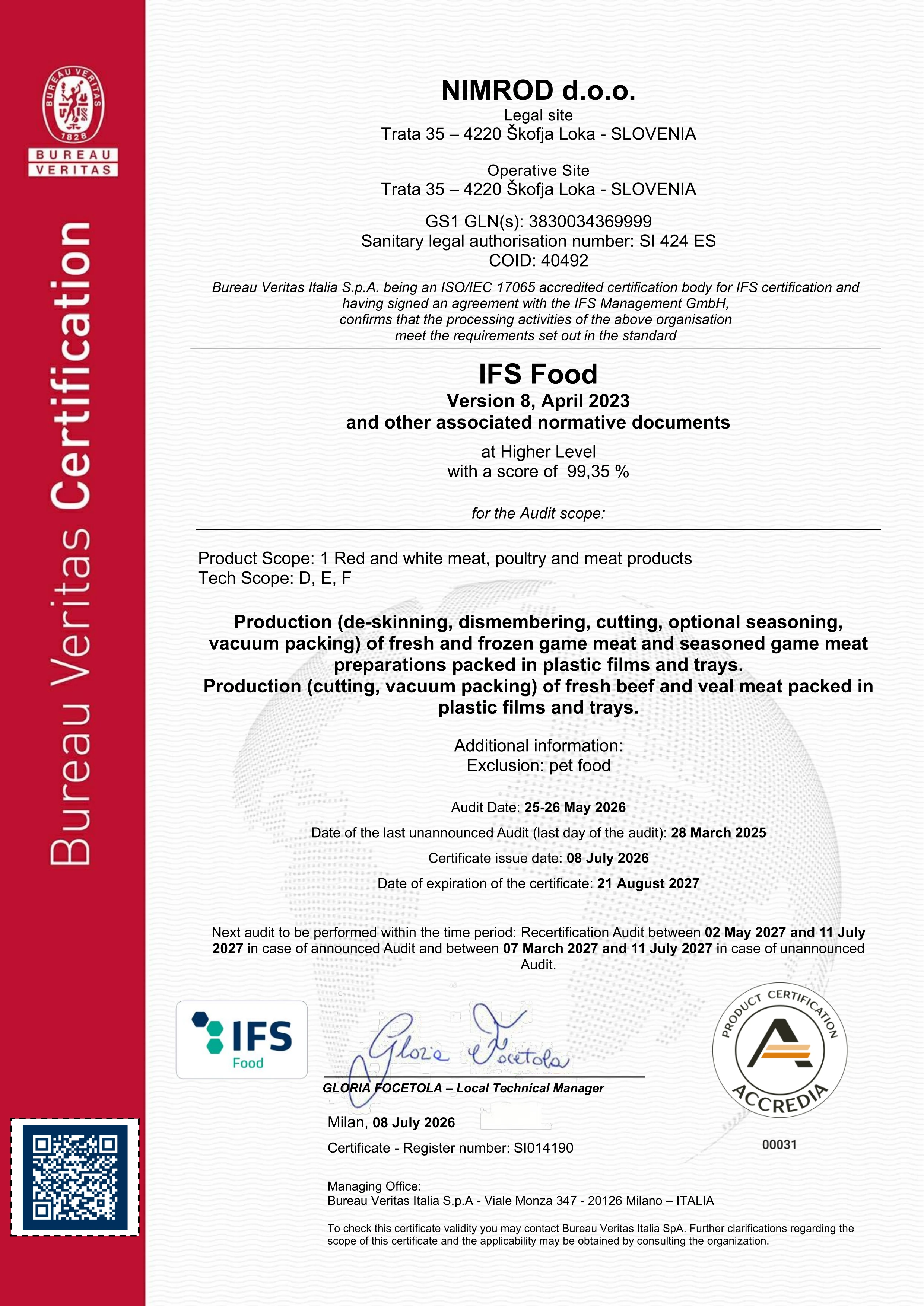 certifikat ifs
